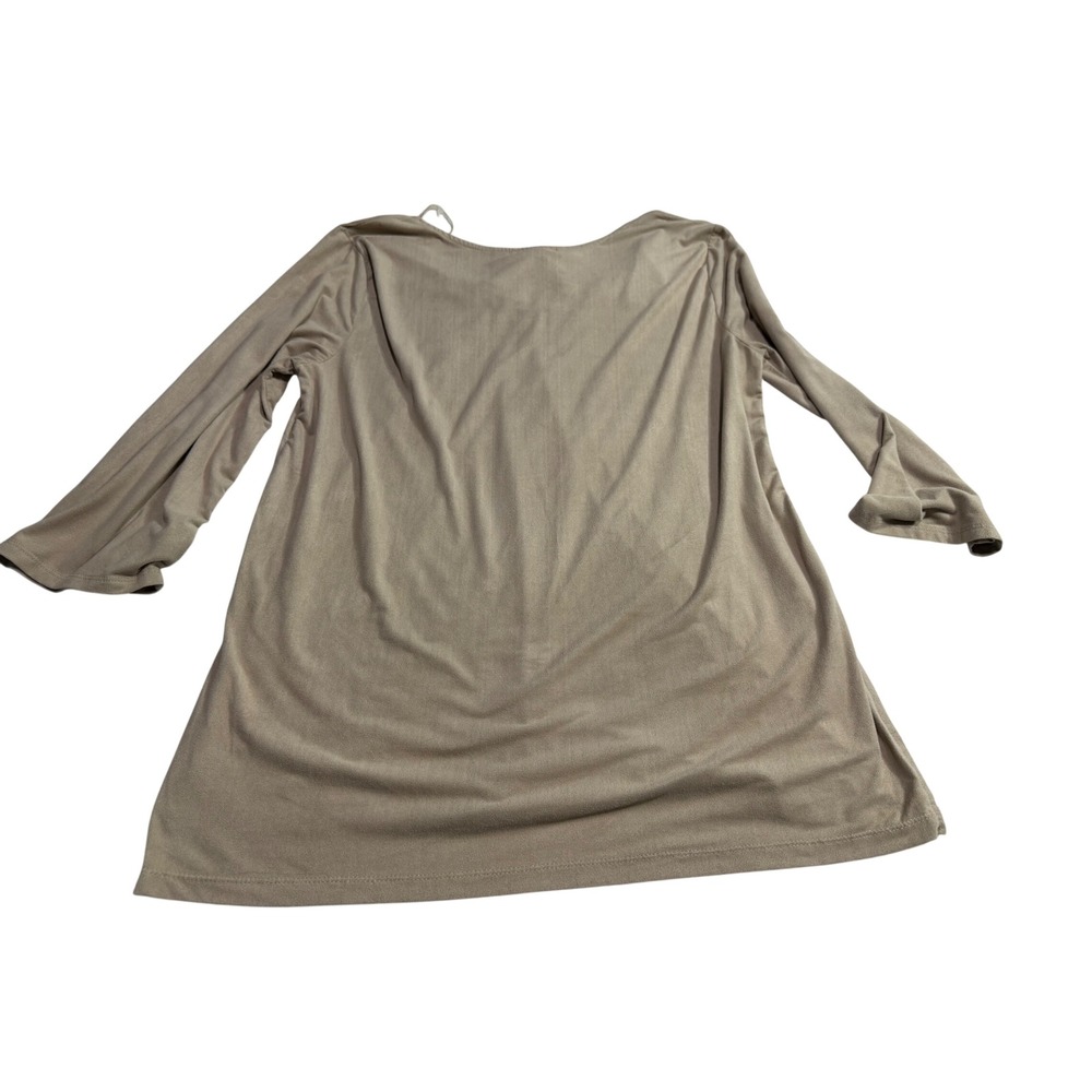 Love on a Hanger Tan Faux Suede Lace Up V-Neck Tunic Top Large J5672CADV - Picture 2 of 10